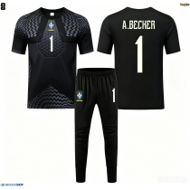 Maglie da calcio Brasile Alisson Becker #1 Portiere Prima Maglia Bambino Mondiali 2026  Manica Corta + Pantaloni corti)